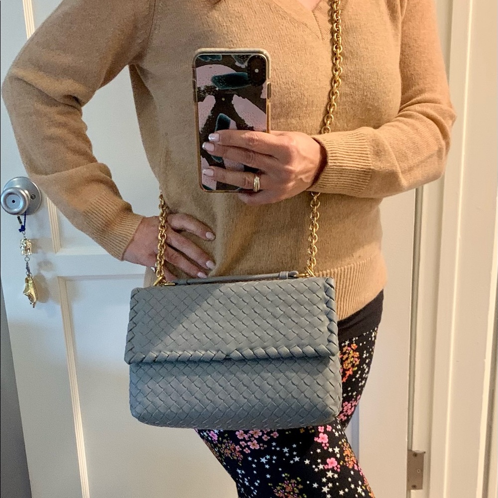 Bottega Veneta Olimpia Small grey introcciato leather shoulder bag